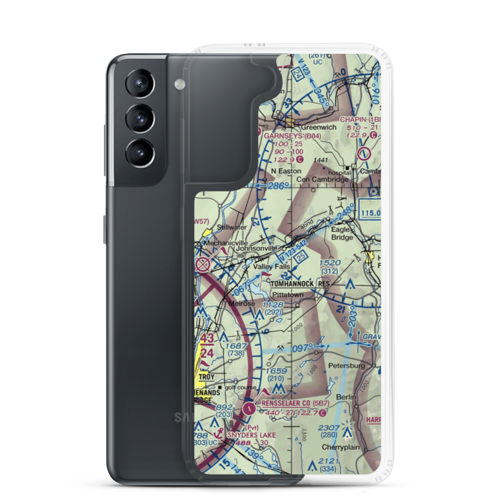 Sherwood Farm Airport (7NY6) VFR Sectional Samsung Case Samsung Galaxy S21 model shown