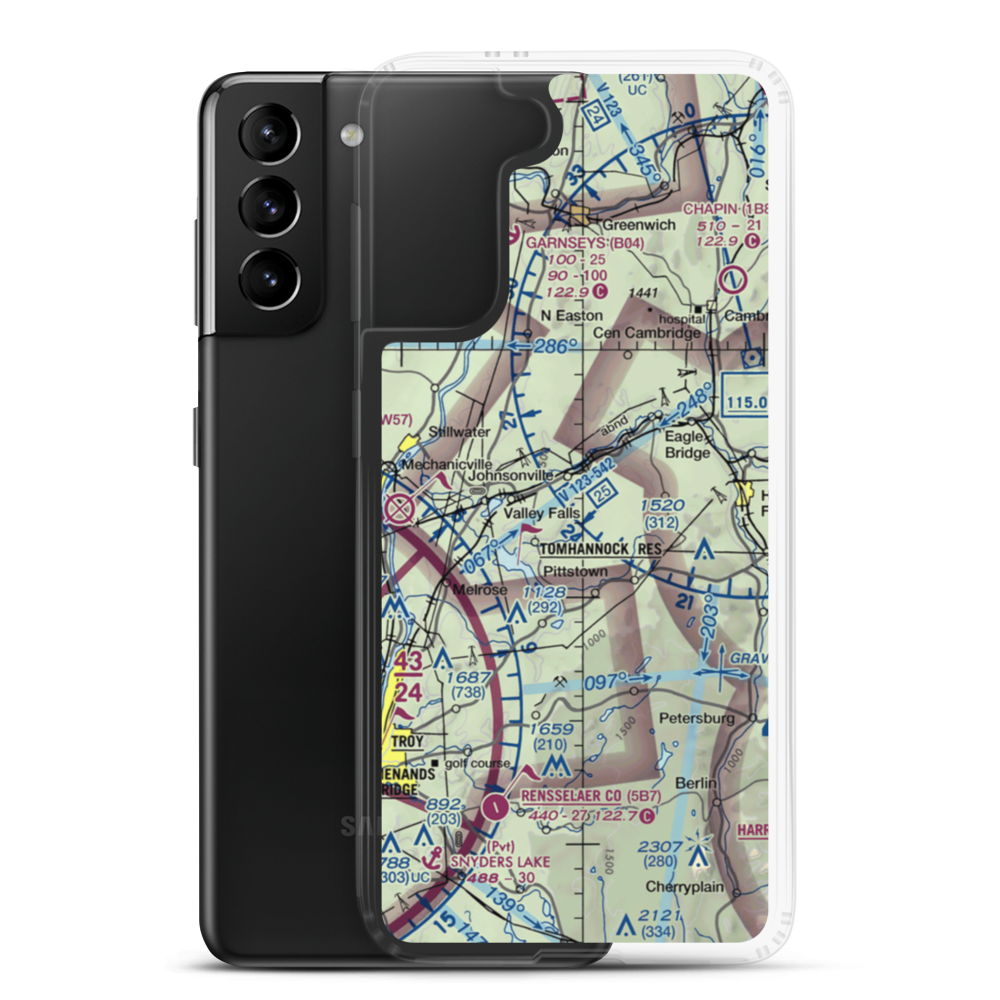 Sherwood Farm Airport (7NY6) VFR Sectional Samsung Case Samsung Galaxy S21 Plus model shown