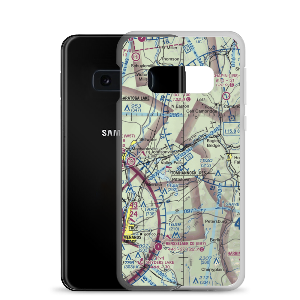 Sherwood Farm Airport (7NY6) VFR Sectional Samsung Case Samsung Galaxy S10e model shown