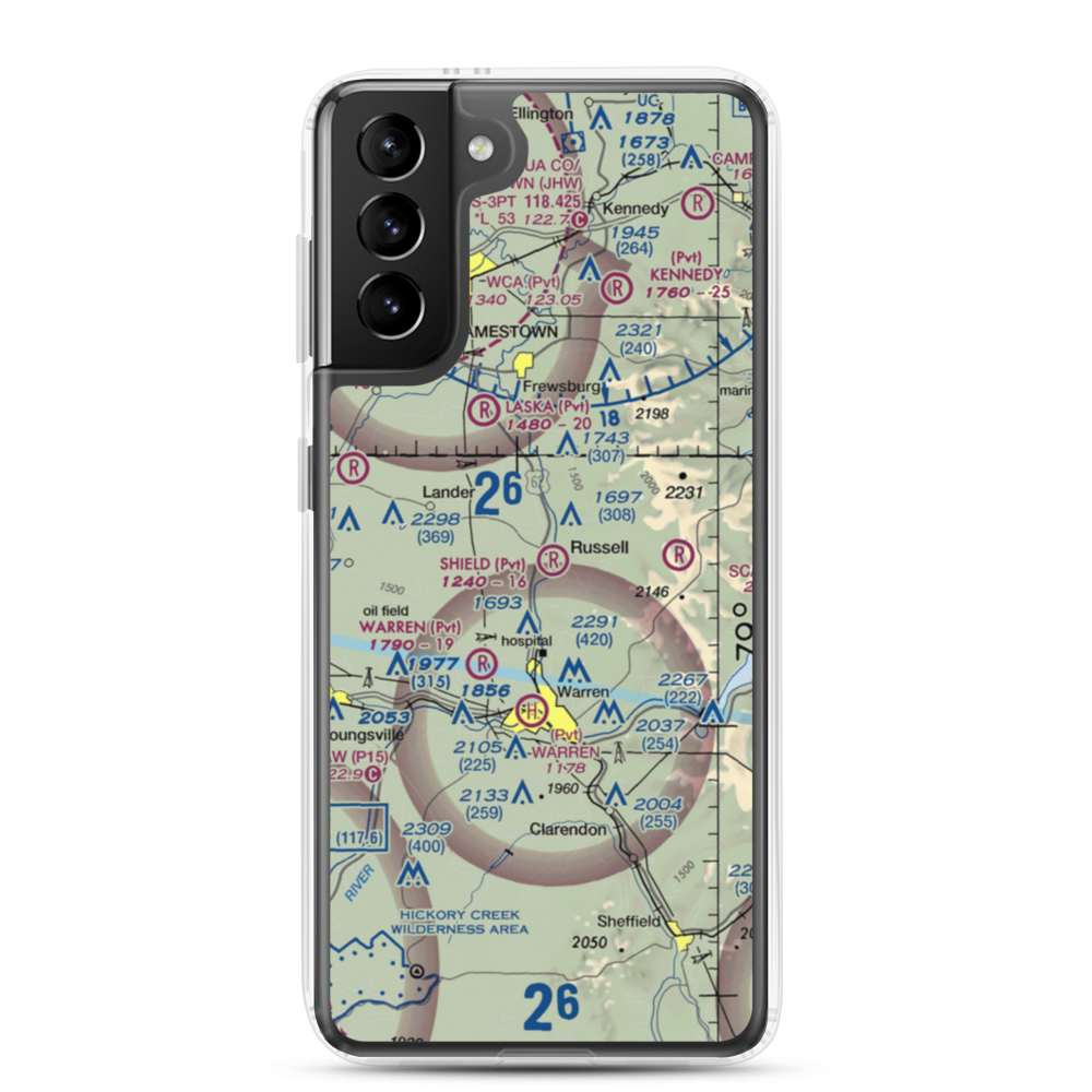 Shield Farm Airport (5PA6) VFR Sectional Samsung Case Samsung Galaxy S21 Plus model shown