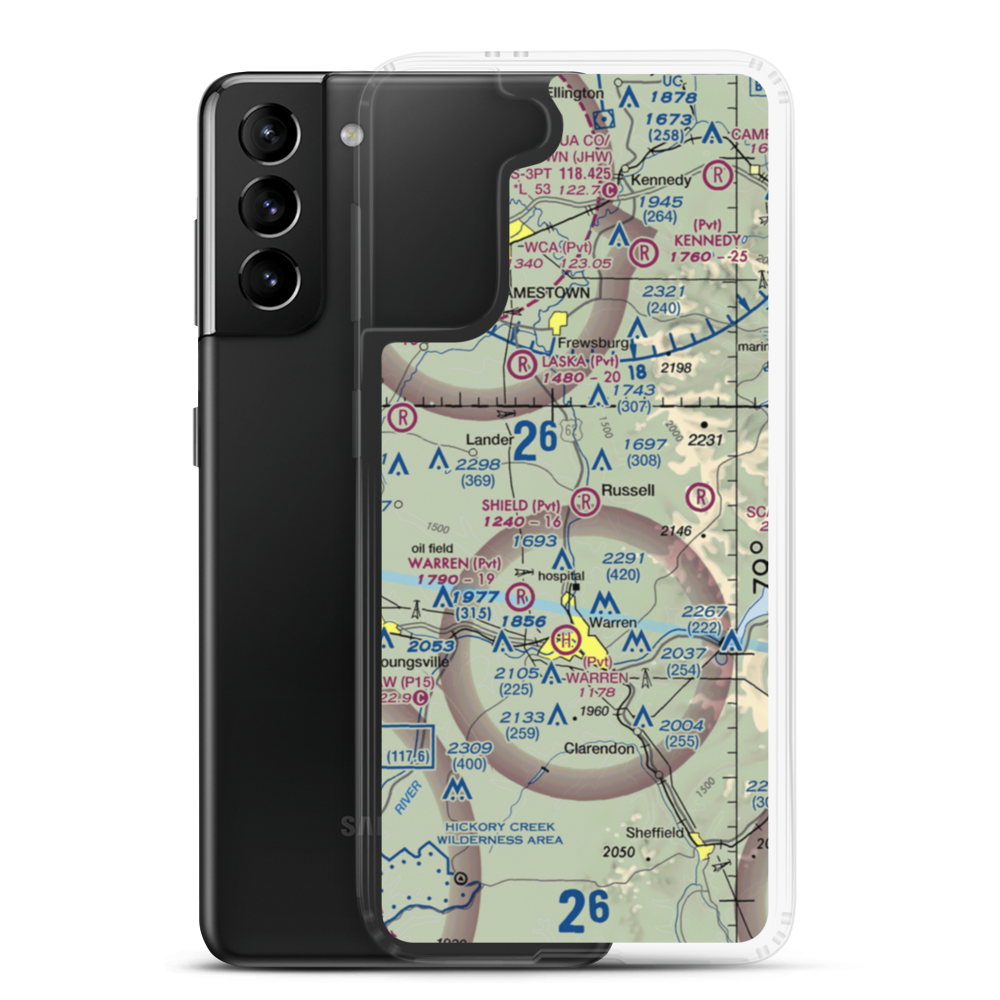 Shield Farm Airport (5PA6) VFR Sectional Samsung Case Samsung Galaxy S21 Plus model shown