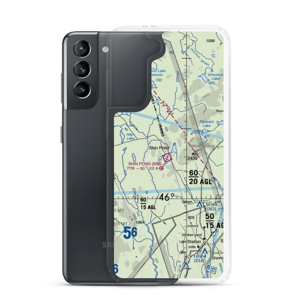 Shin Pond Seaplane Base (85B) VFR Sectional Samsung Case Samsung Galaxy S21 model shown