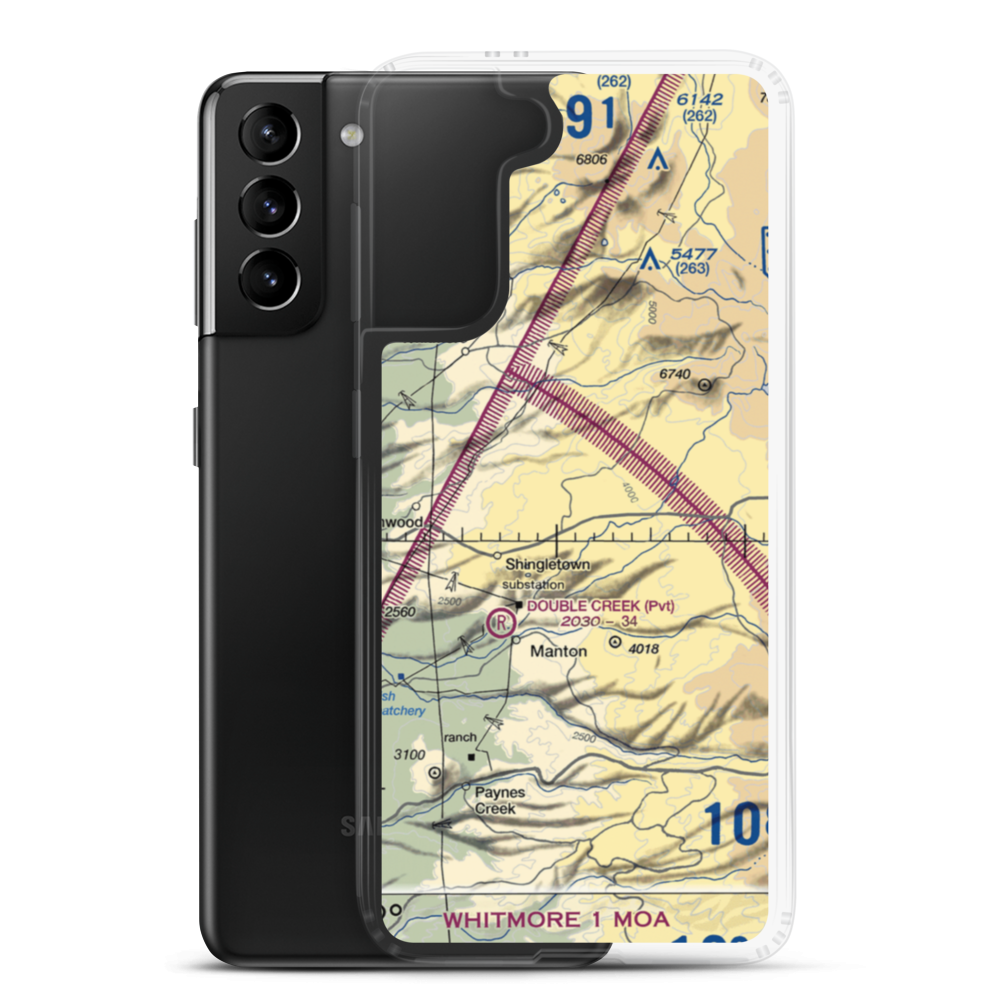 Shingletown Airport (0Q6) VFR Sectional Samsung Case Samsung Galaxy S21 Plus model shown