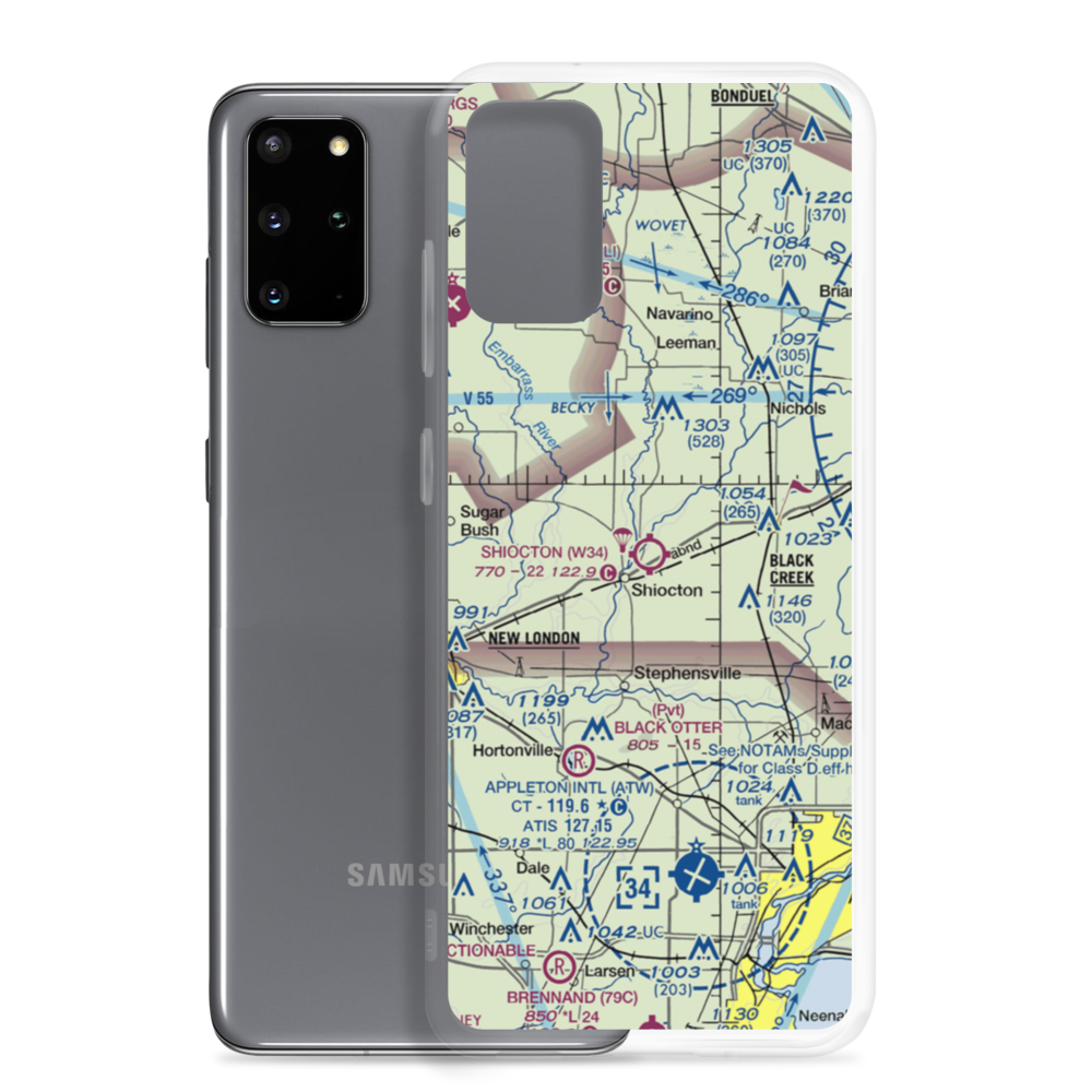 Shiocton Airport (W34) VFR Sectional Samsung Case Samsung Galaxy S20 Plus model shown
