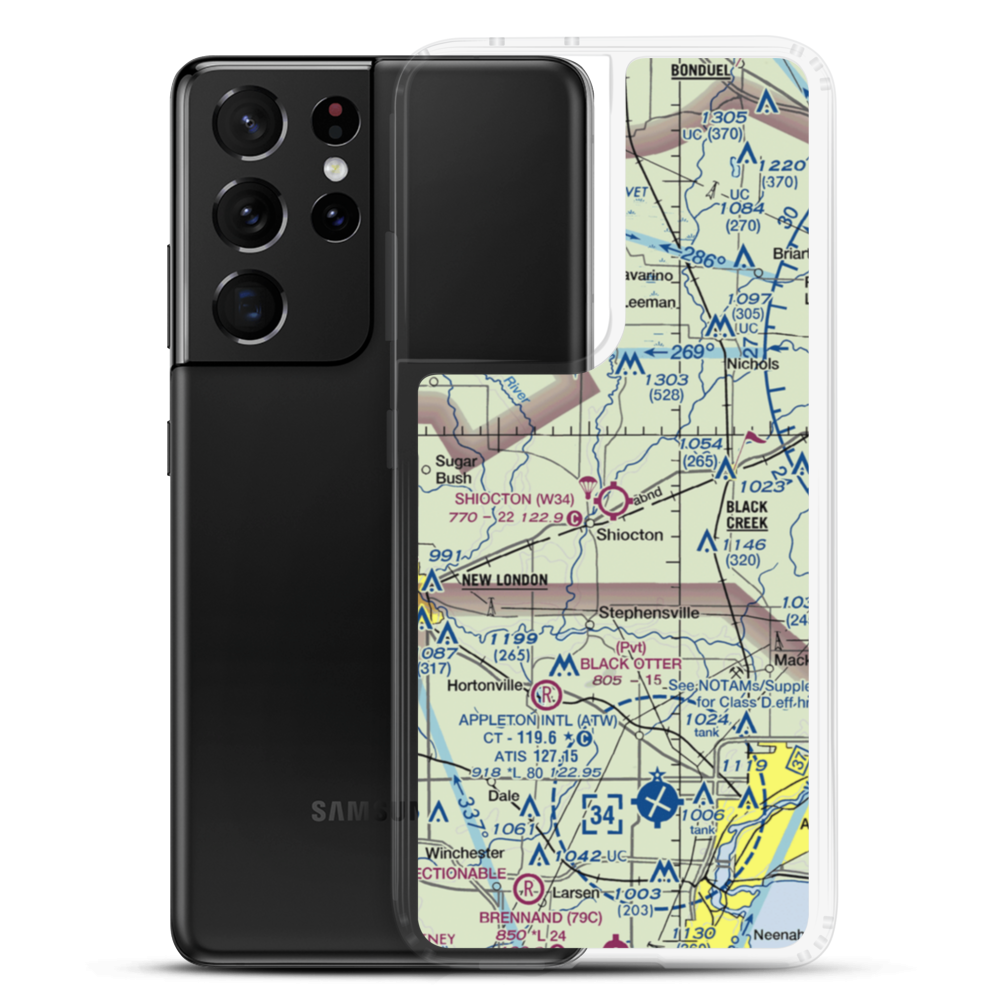 Shiocton Airport (W34) VFR Sectional Samsung Case Samsung Galaxy S21 Ultra model shown