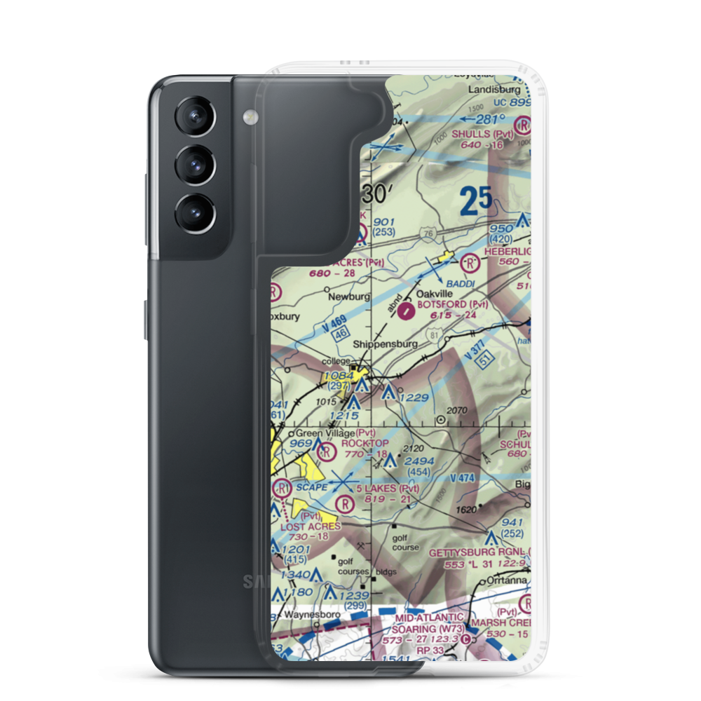 Shippensburg Airport (N42) VFR Sectional Samsung Case Samsung Galaxy S21 model shown