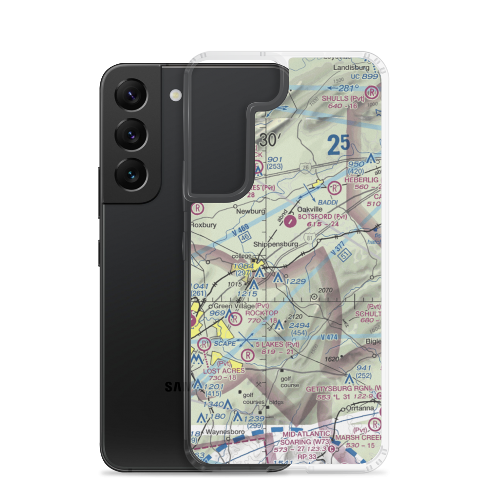 Shippensburg Airport (N42) VFR Sectional Samsung Case Samsung Galaxy S22 model shown
