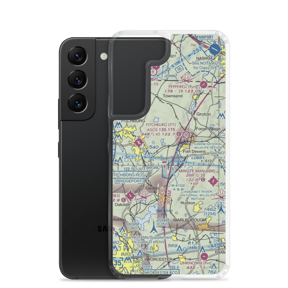 Shirley Airport (61MA) VFR Sectional Samsung Case Samsung Galaxy S22 model shown