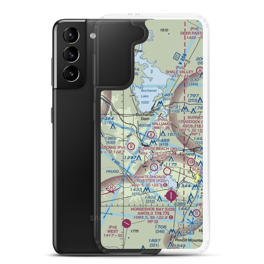Shirley Williams Airport (44TE) VFR Sectional Samsung Case Samsung Galaxy S21 Plus model shown