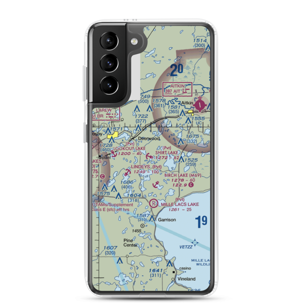 Shirt Lake Seaplane Base (25MN) VFR Sectional Samsung Case Samsung Galaxy S21 Plus model shown