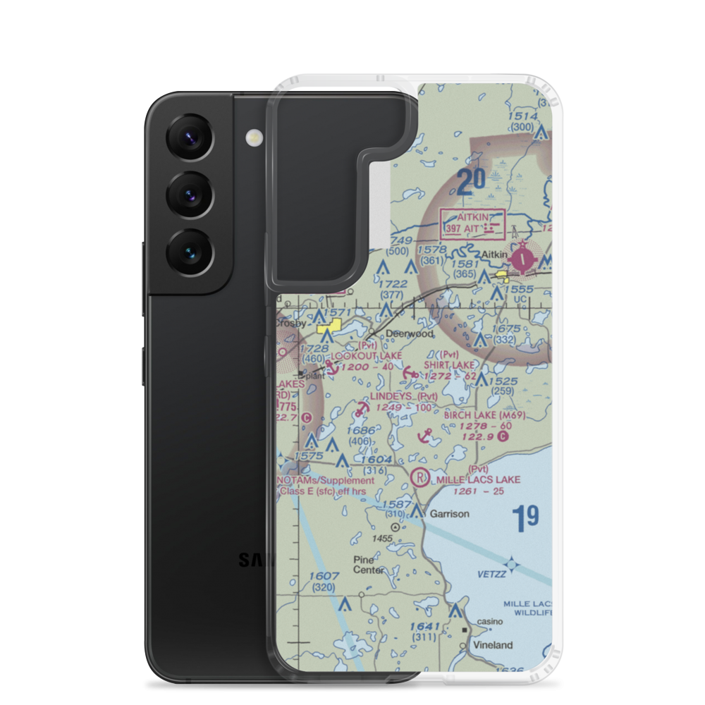 Shirt Lake Seaplane Base (25MN) VFR Sectional Samsung Case Samsung Galaxy S22 model shown