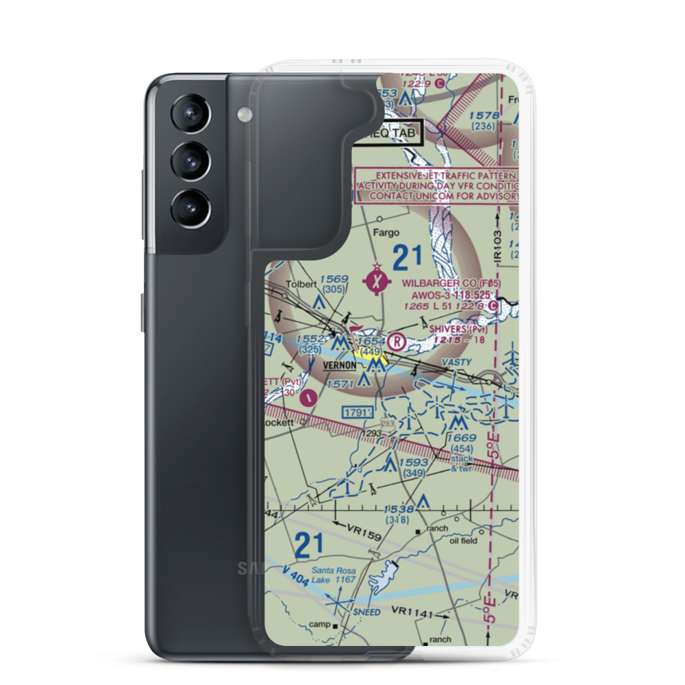 Shivers Private Airport (53TA) VFR Sectional Samsung Case Samsung Galaxy S21 model shown
