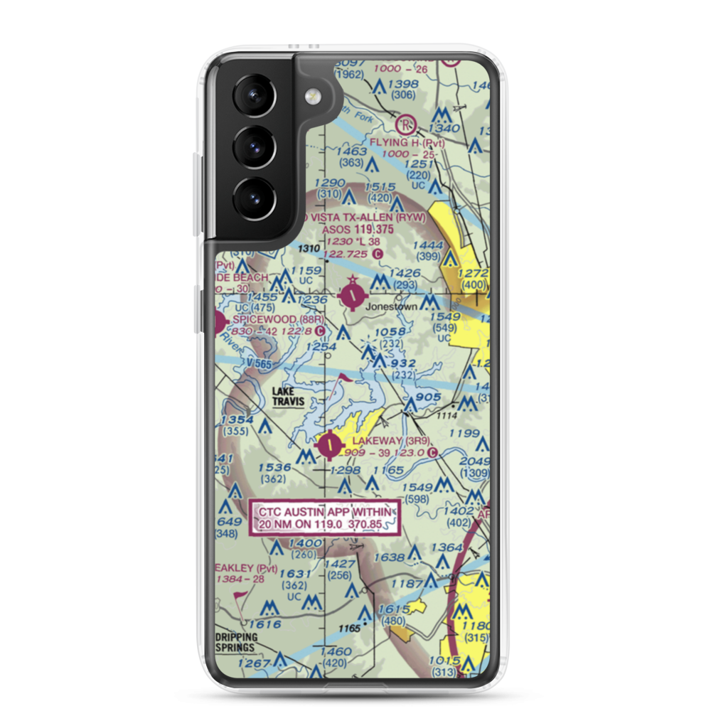 Shoreline Ranch Airport (1TX4) VFR Sectional Samsung Case Samsung Galaxy S21 Plus model shown