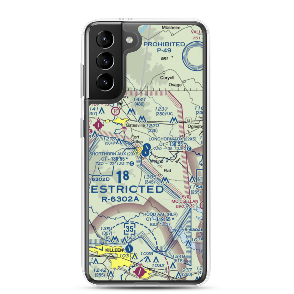 Shorthorn Aux Landing Strip (23XS) VFR Sectional Samsung Case Samsung Galaxy S21 Plus model shown