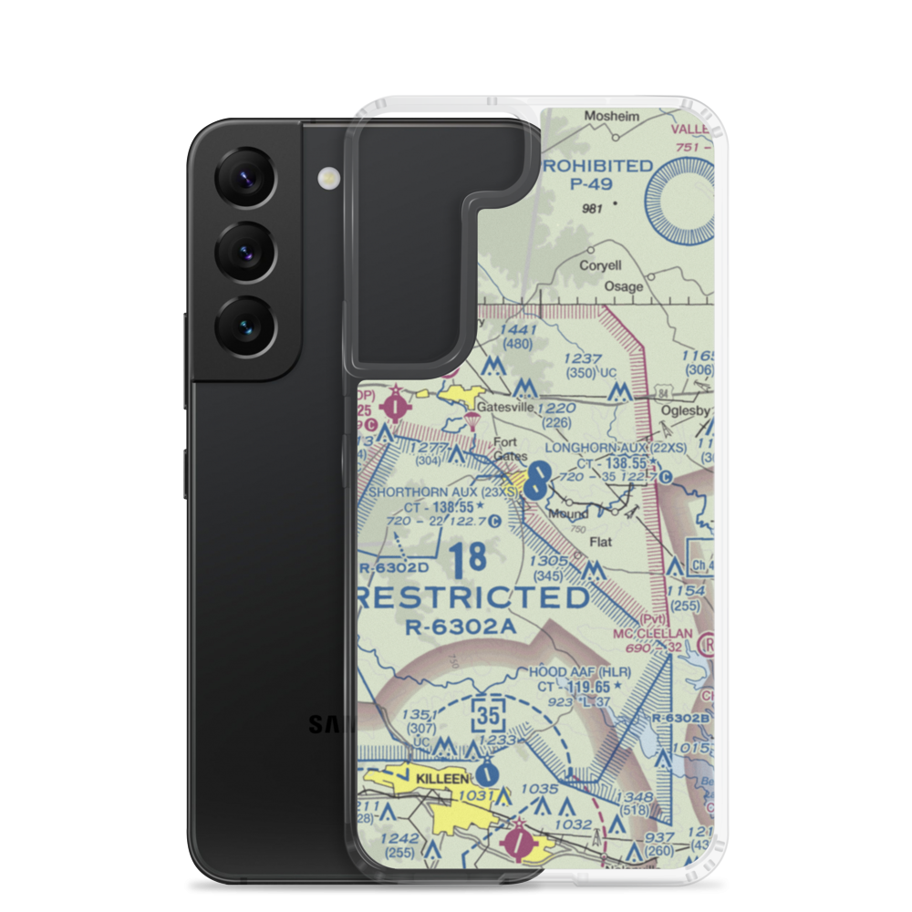 Shorthorn Aux Landing Strip (23XS) VFR Sectional Samsung Case Samsung Galaxy S22 model shown
