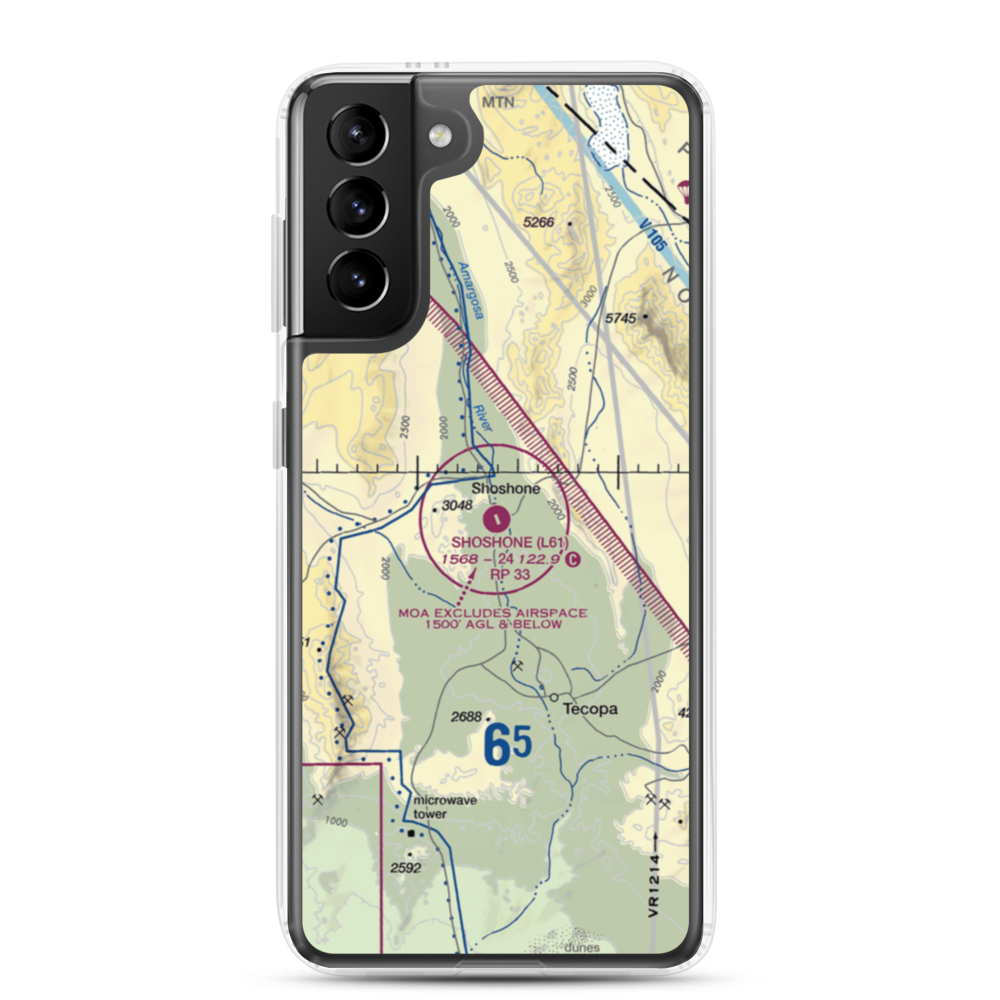 Shoshone Airport (L61) VFR Sectional Samsung Case Samsung Galaxy S21 Plus model shown