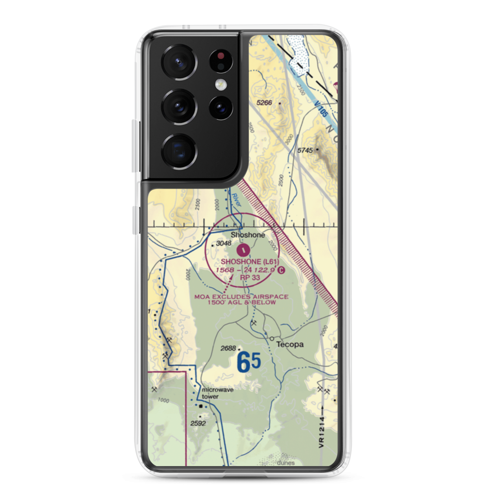 Shoshone Airport (L61) VFR Sectional Samsung Case Samsung Galaxy S21 Ultra model shown