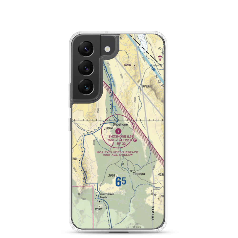 Shoshone Airport (L61) VFR Sectional Samsung Case Samsung Galaxy S22 model shown