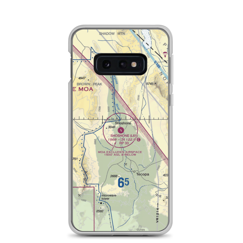 Shoshone Airport (L61) VFR Sectional Samsung Case Samsung Galaxy S10e model shown