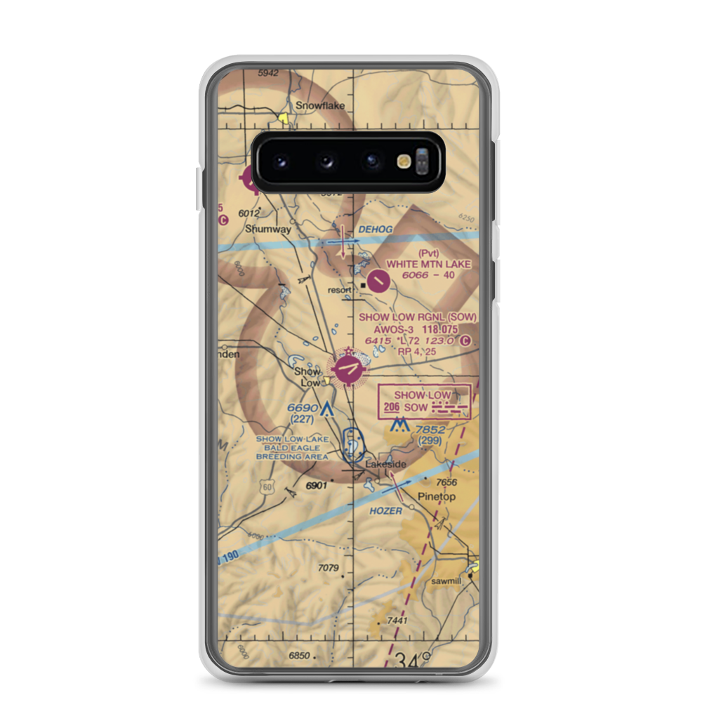Show Low Regional Airport (SOW) VFR Sectional Samsung Case Samsung Galaxy S10 model shown