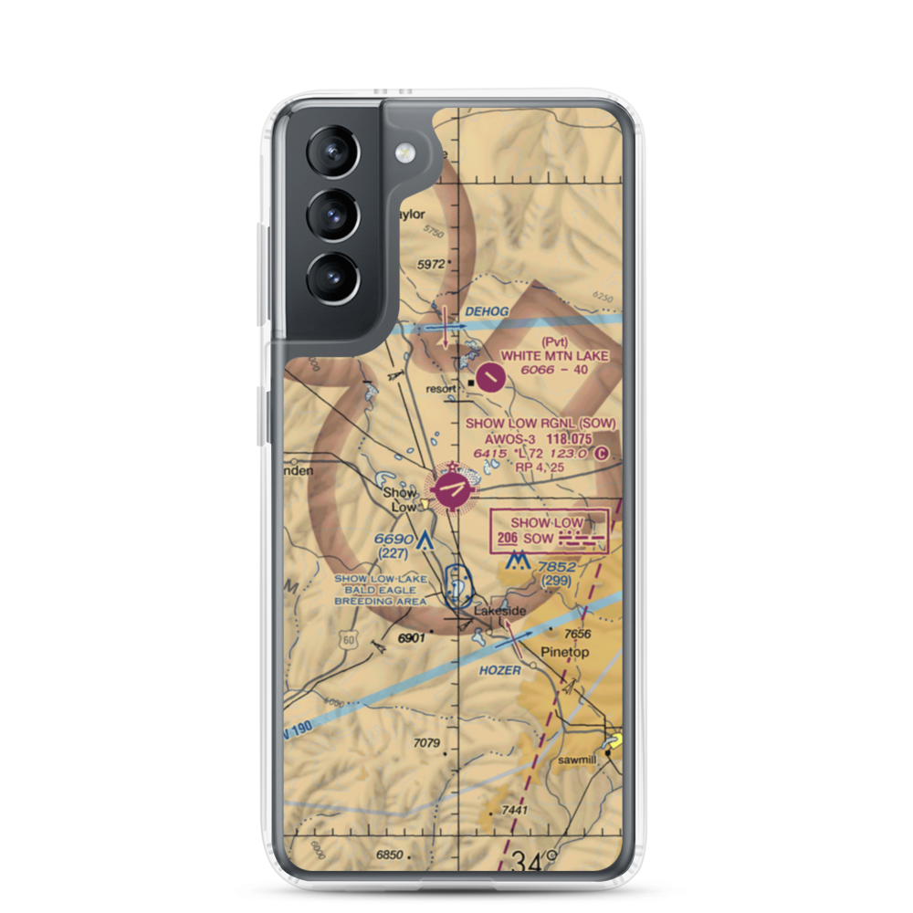 Show Low Regional Airport (SOW) VFR Sectional Samsung Case Samsung Galaxy S21 model shown