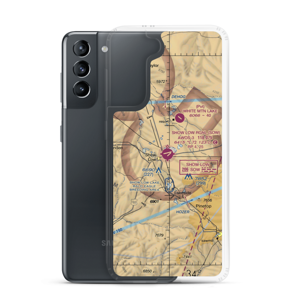 Show Low Regional Airport (SOW) VFR Sectional Samsung Case Samsung Galaxy S21 model shown