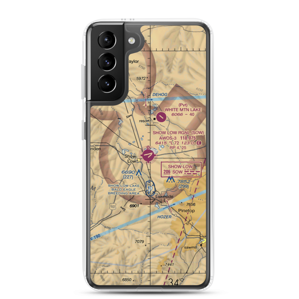 Show Low Regional Airport (SOW) VFR Sectional Samsung Case Samsung Galaxy S21 Plus model shown
