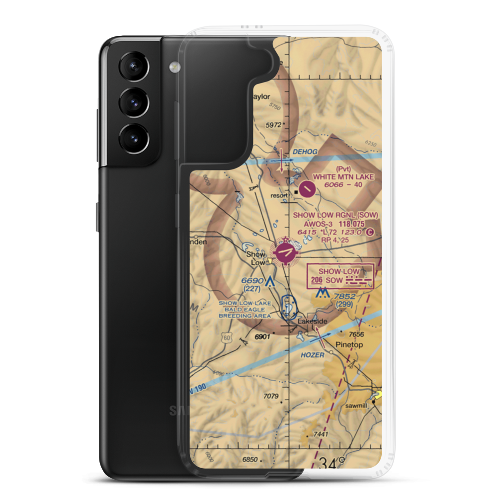 Show Low Regional Airport (SOW) VFR Sectional Samsung Case Samsung Galaxy S21 Plus model shown
