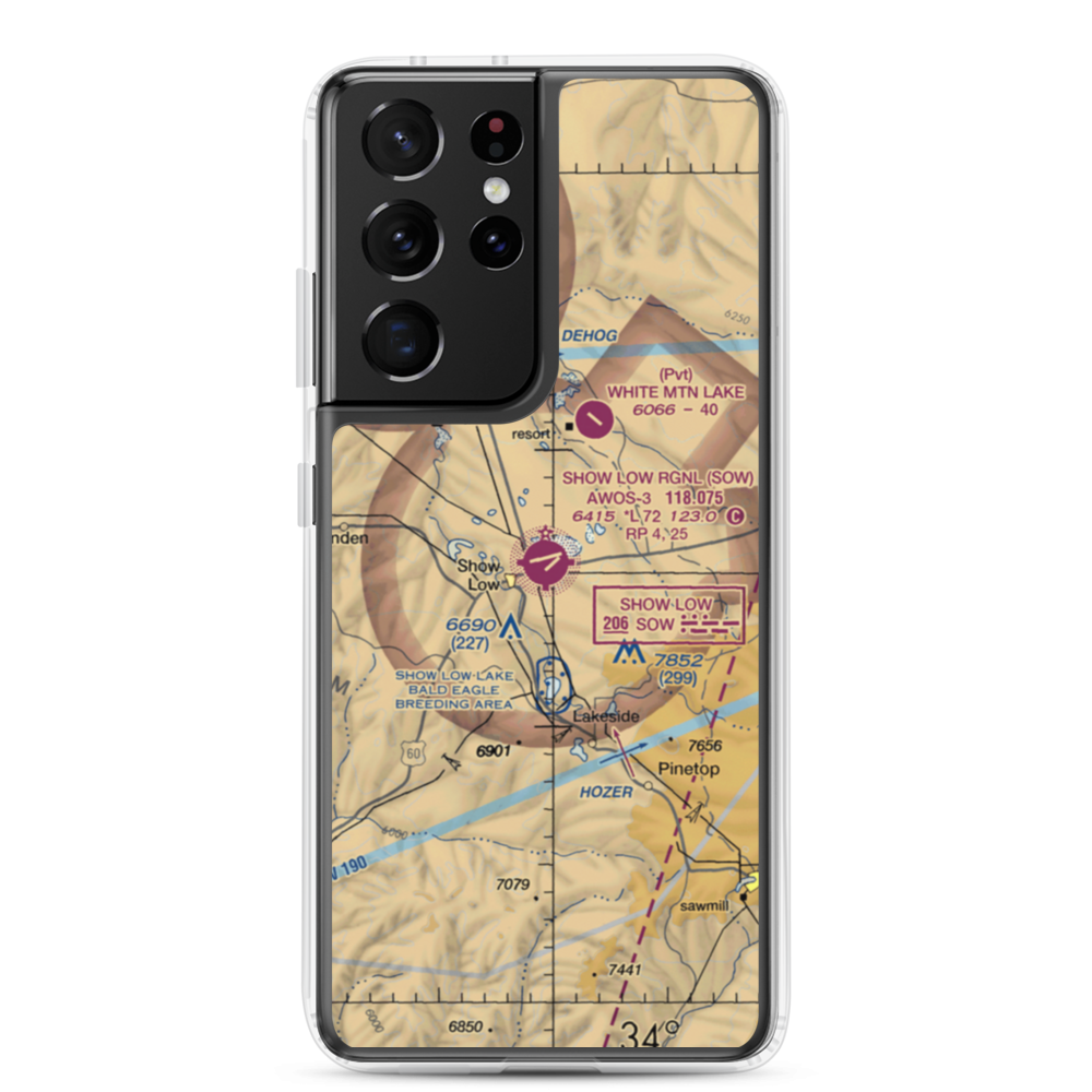 Show Low Regional Airport (SOW) VFR Sectional Samsung Case Samsung Galaxy S21 Ultra model shown
