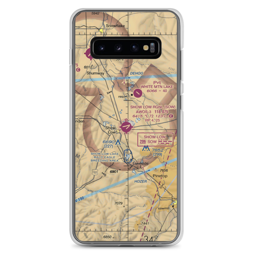 Show Low Regional Airport (SOW) VFR Sectional Samsung Case Samsung Galaxy S10+ model shown