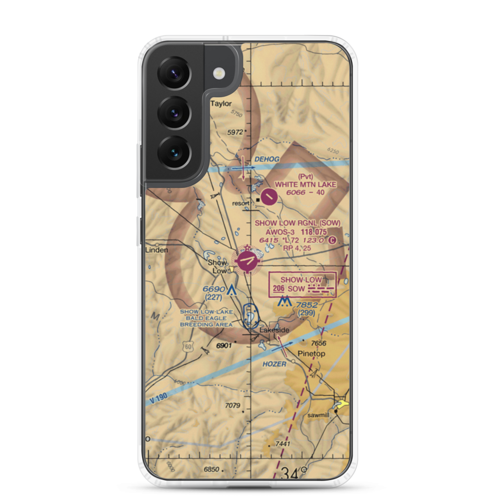 Show Low Regional Airport (SOW) VFR Sectional Samsung Case Samsung Galaxy S22 Plus model shown