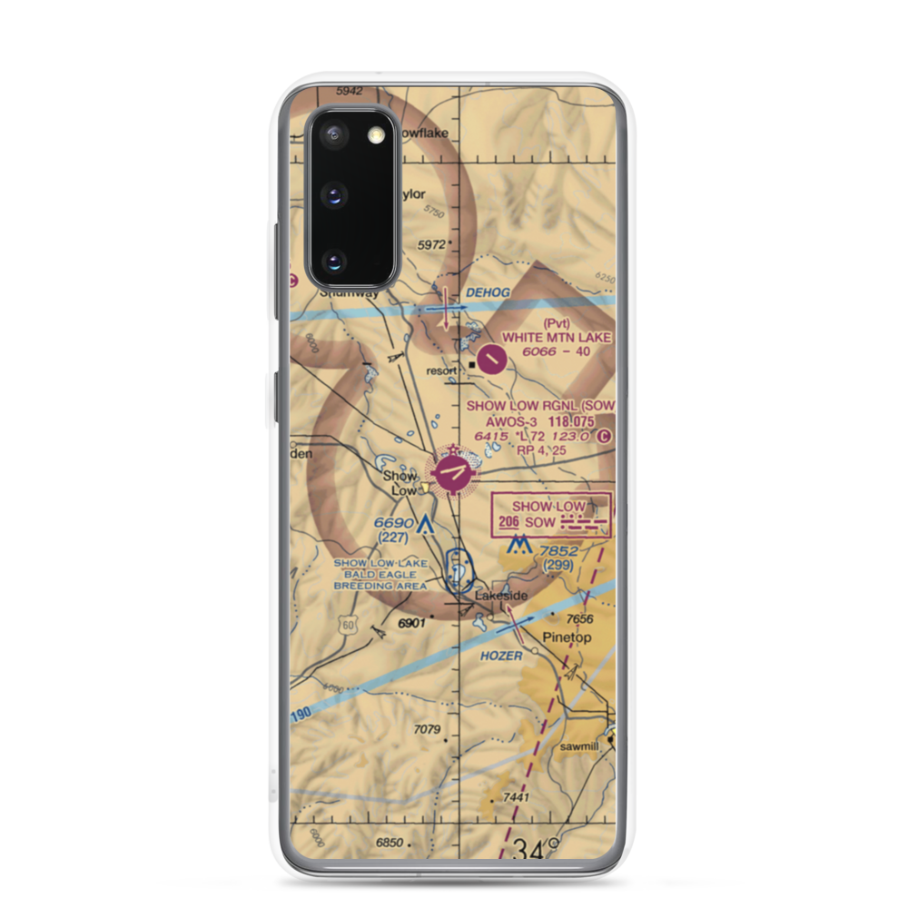 Show Low Regional Airport (SOW) VFR Sectional Samsung Case Samsung Galaxy S20 model shown