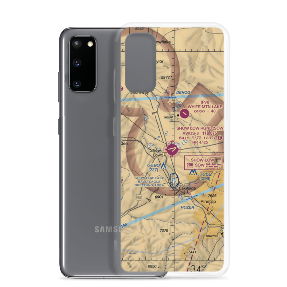 Show Low Regional Airport (SOW) VFR Sectional Samsung Case Samsung Galaxy S20 model shown