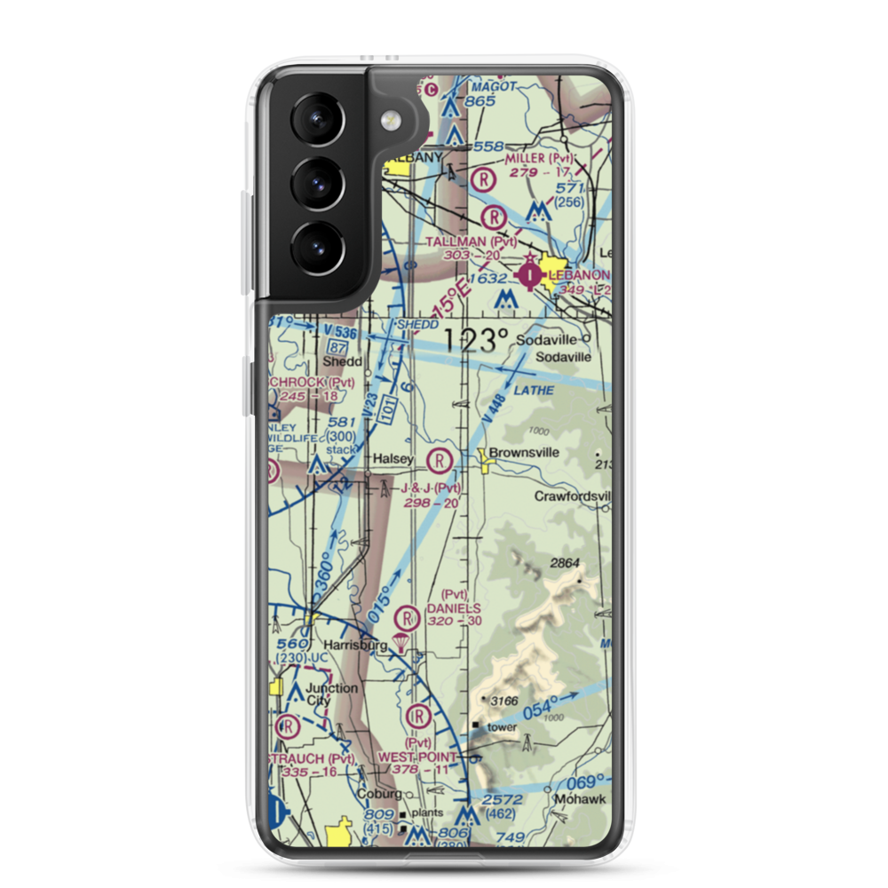 Showa Airport (OR94) VFR Sectional Samsung Case Samsung Galaxy S21 Plus model shown