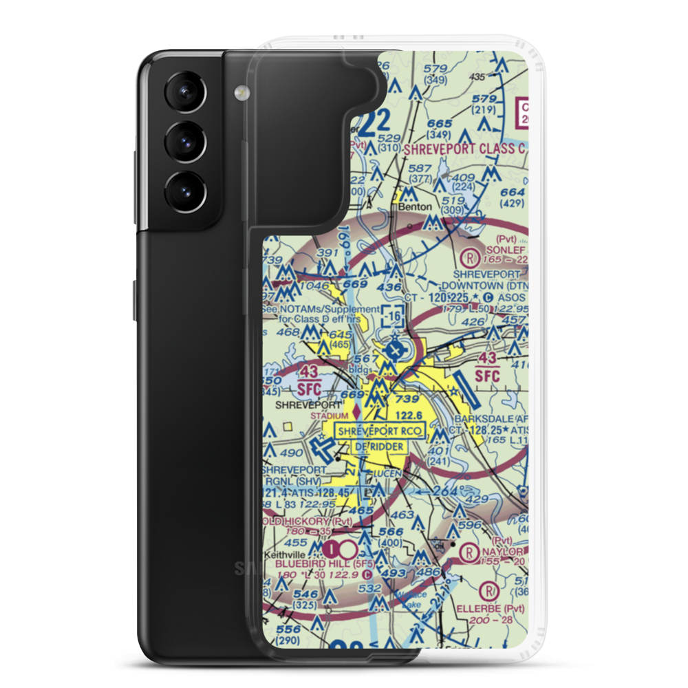 Shreveport Downtown Airport (DTN) VFR Sectional Samsung Case Samsung Galaxy S21 Plus model shown