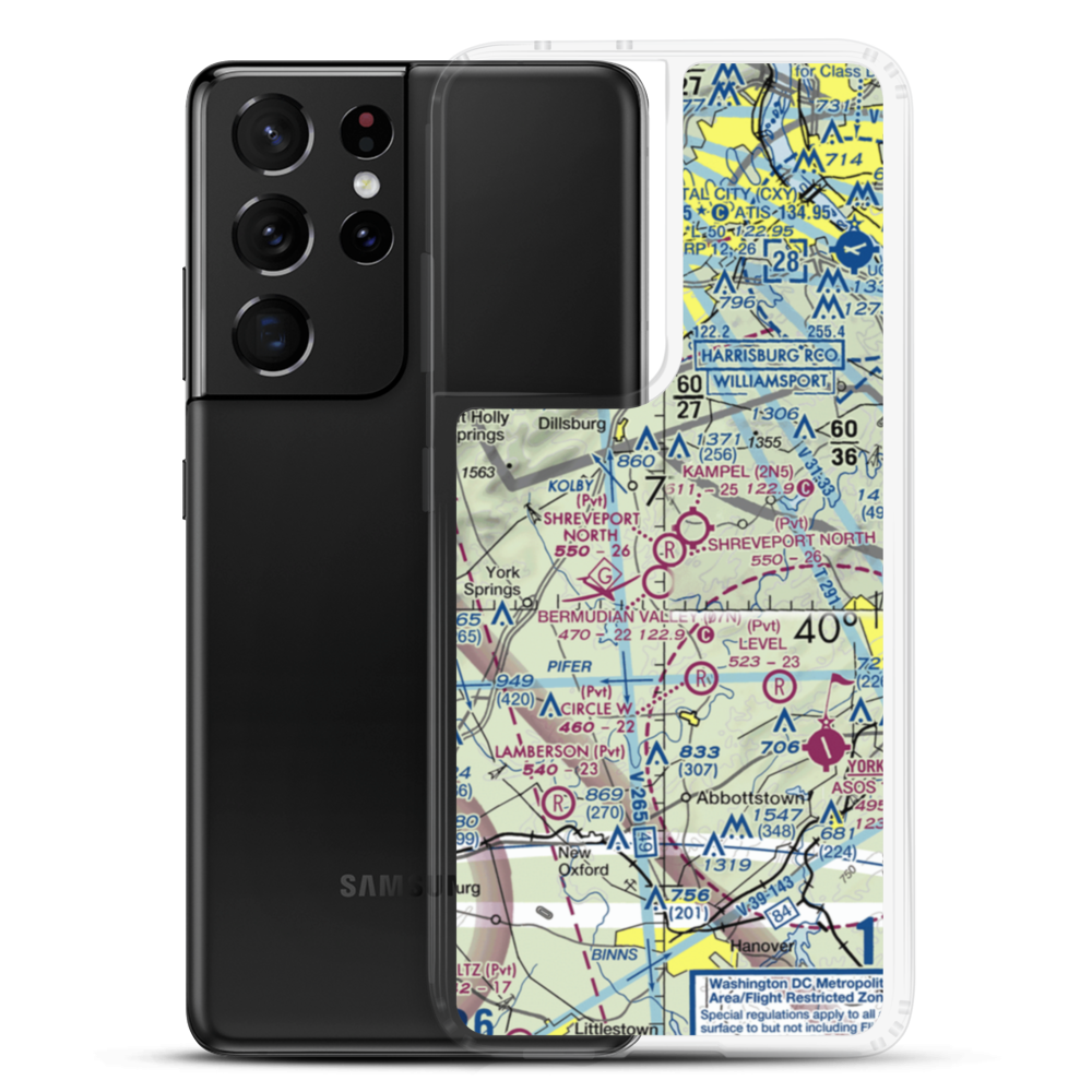 Shreveport North Airport (62PA) VFR Sectional Samsung Case Samsung Galaxy S21 Ultra model shown