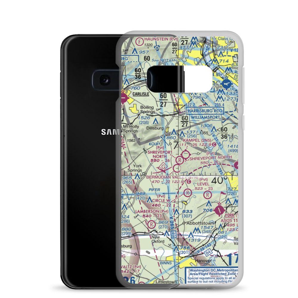 Shreveport North Airport (62PA) VFR Sectional Samsung Case Samsung Galaxy S10e model shown