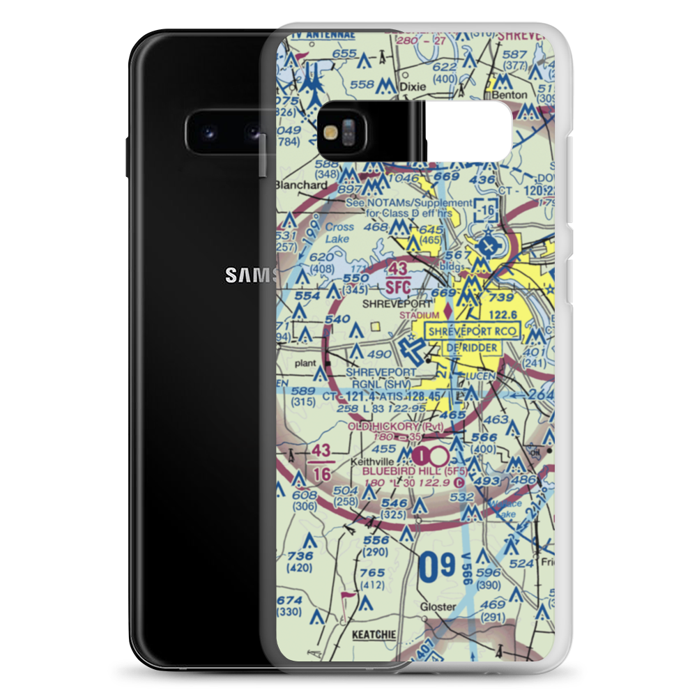 Shreveport Regional Airport (SHV) VFR Sectional Samsung Case Samsung Galaxy S10+ model shown