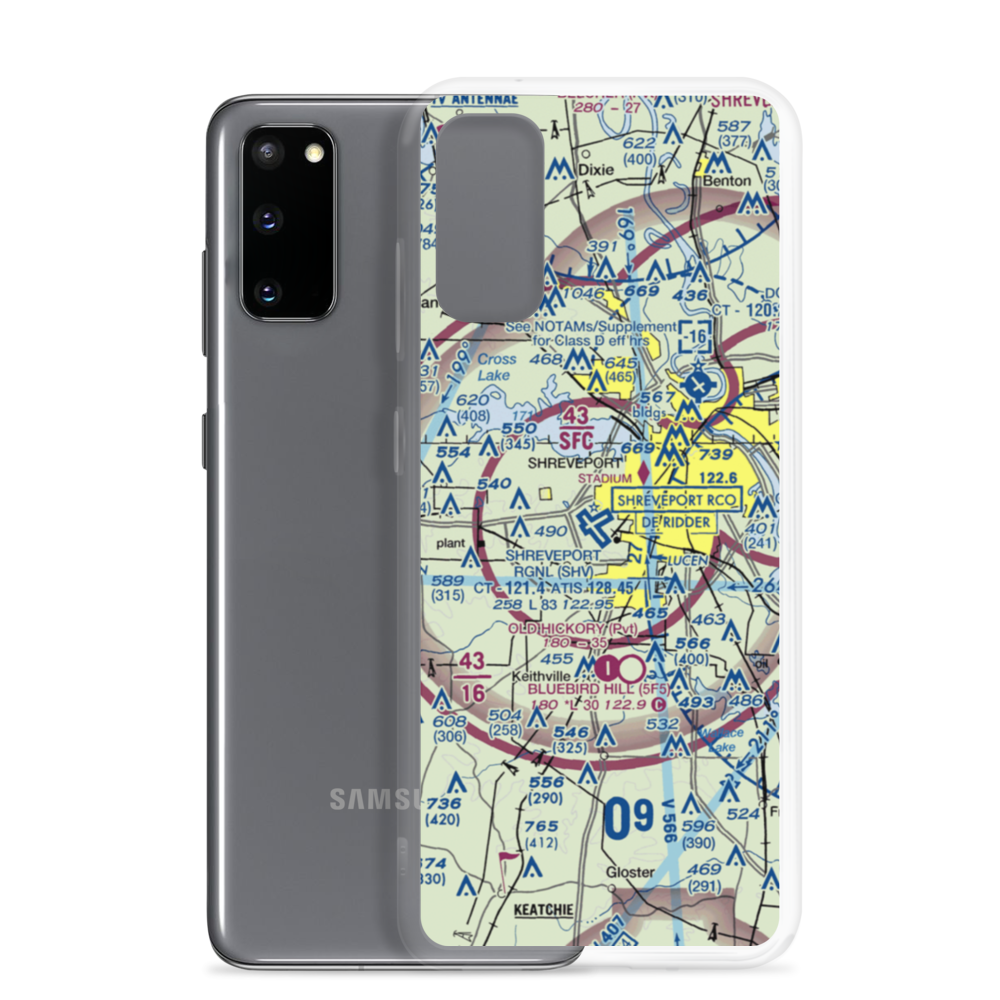 Shreveport Regional Airport (SHV) VFR Sectional Samsung Case Samsung Galaxy S20 model shown