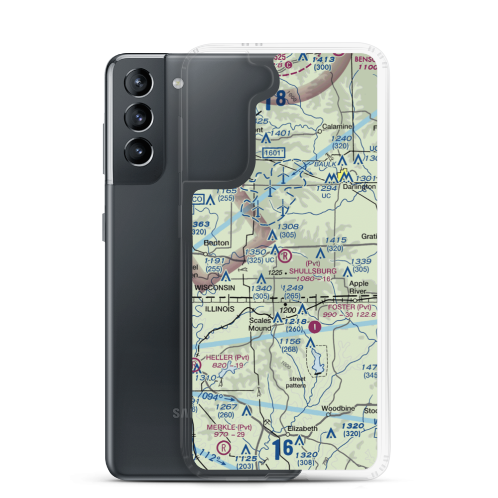 Shullsburg Airport (2WI2) VFR Sectional Samsung Case Samsung Galaxy S21 model shown