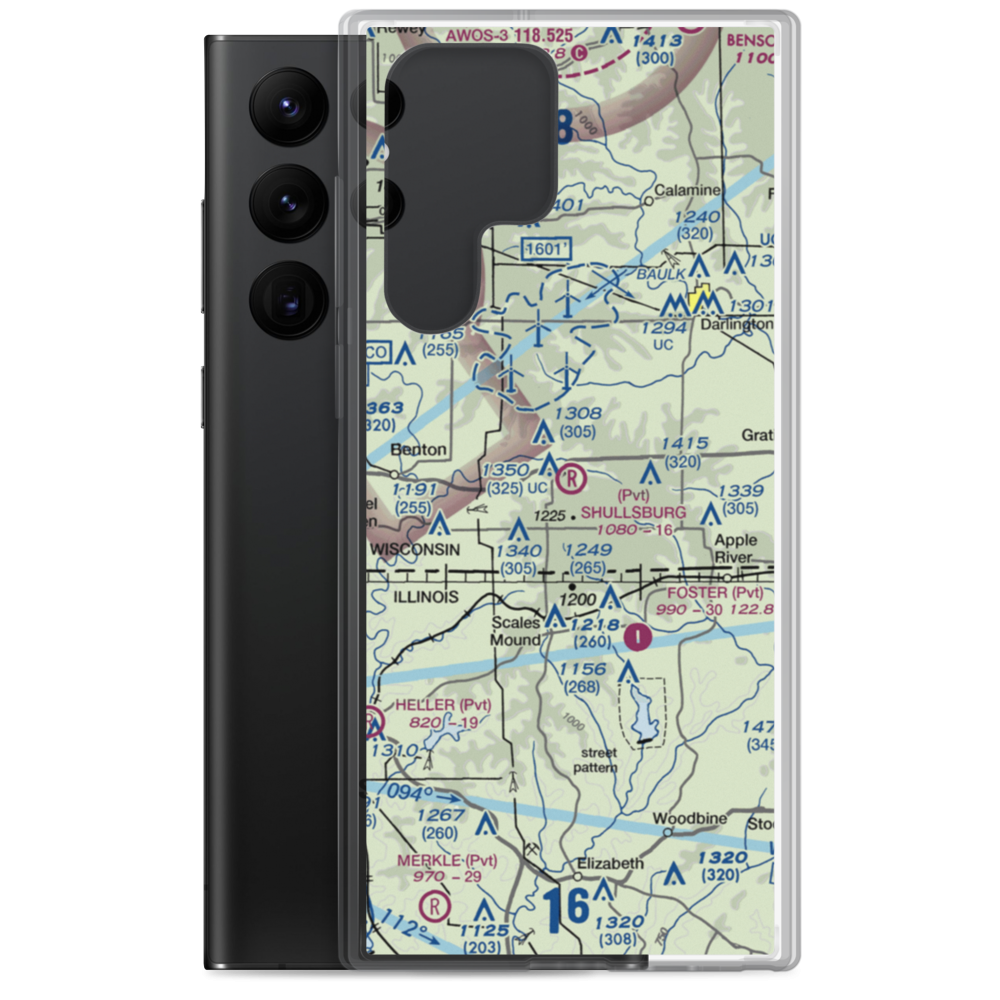 Shullsburg Airport (2WI2) VFR Sectional Samsung Case Samsung Galaxy S22 Ultra model shown