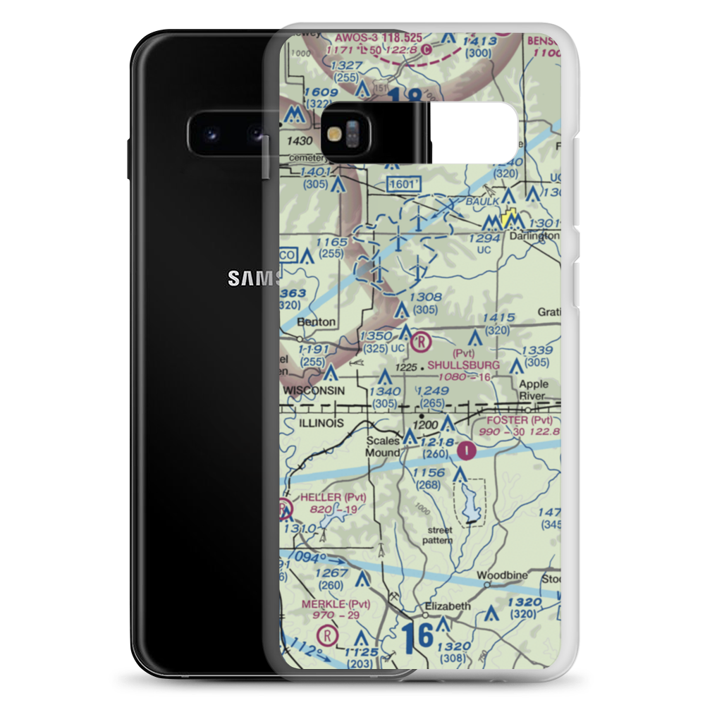 Shullsburg Airport (2WI2) VFR Sectional Samsung Case Samsung Galaxy S10+ model shown
