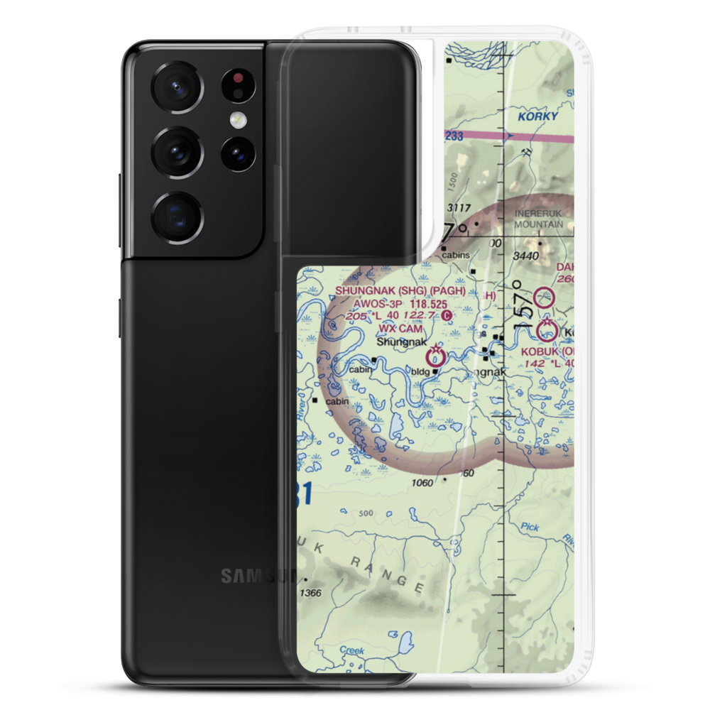 Shungnak Airport (SHG) VFR Sectional Samsung Case Samsung Galaxy S21 Ultra model shown