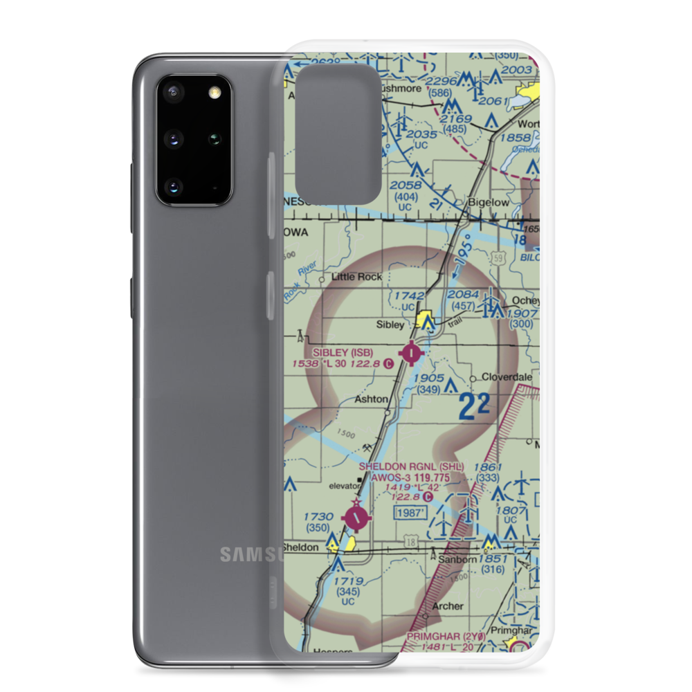 Sibley Municipal Airport (ISB) VFR Sectional Samsung Case Samsung Galaxy S20 Plus model shown