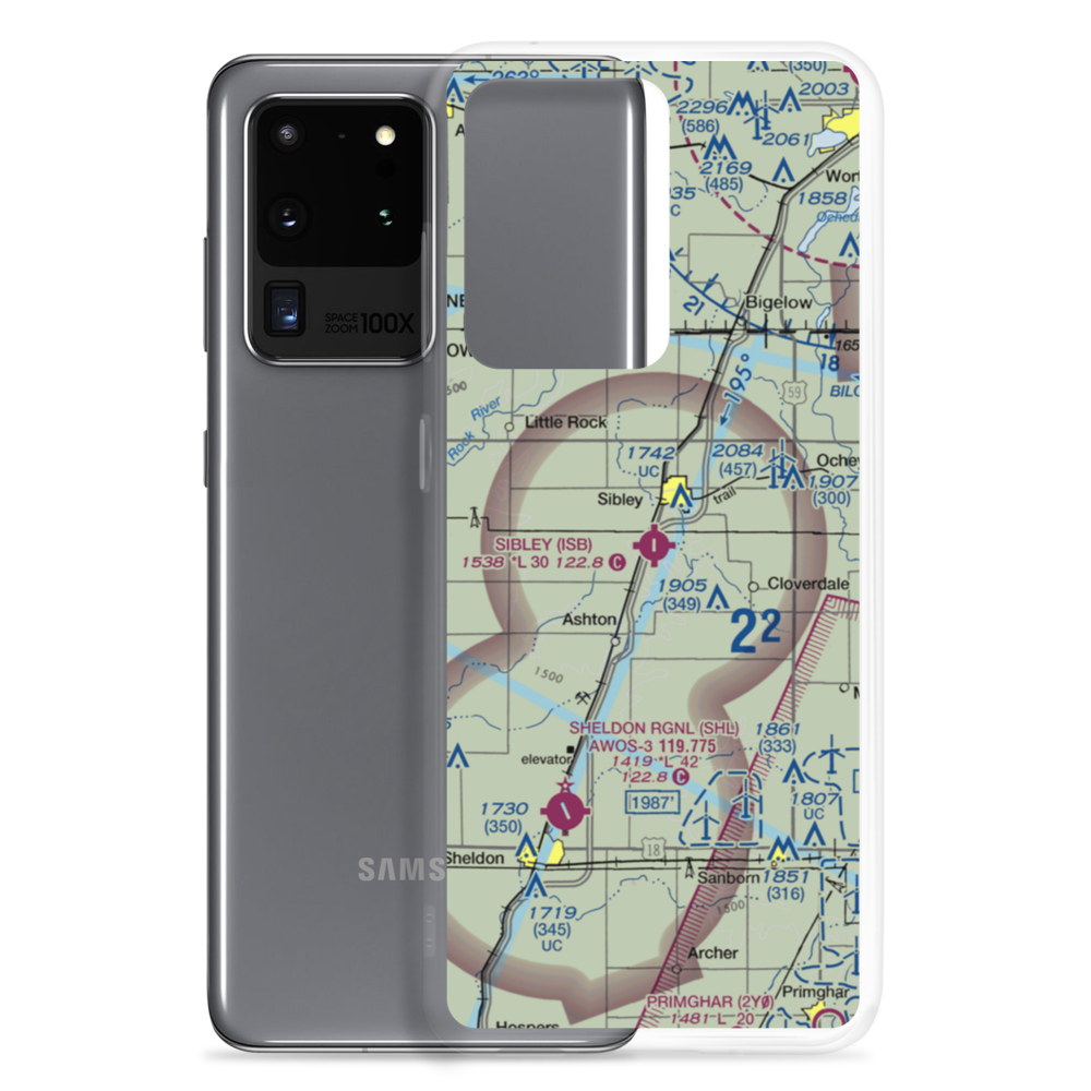 Sibley Municipal Airport (ISB) VFR Sectional Samsung Case Samsung Galaxy S20 Ultra model shown