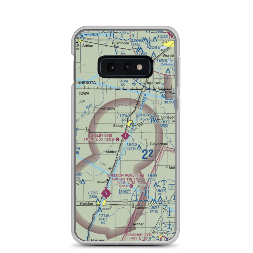 Sibley Municipal Airport (ISB) VFR Sectional Samsung Case Samsung Galaxy S10e model shown