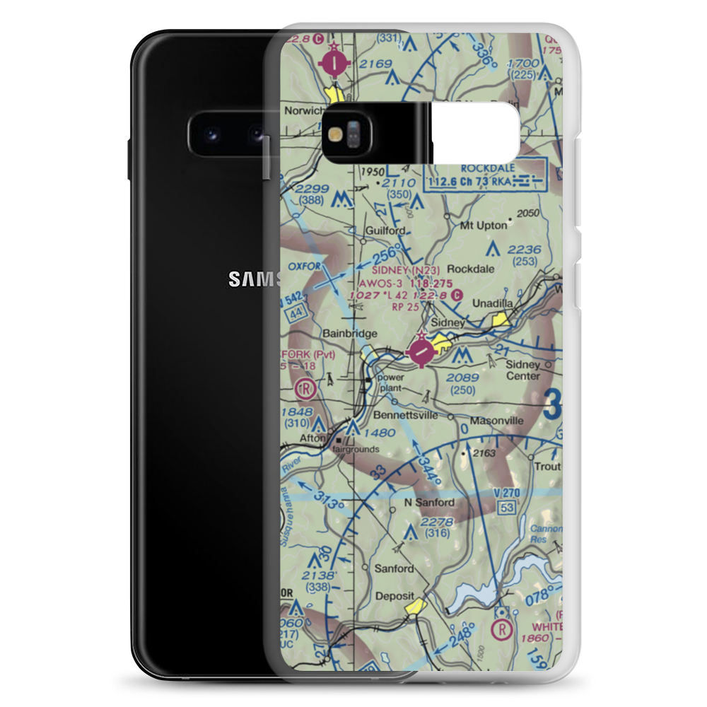 Sidney Municipal Airport (N23) VFR Sectional Samsung Case Samsung Galaxy S10+ model shown