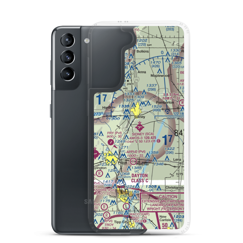 Sidney Municipal Airport (SCA) VFR Sectional Samsung Case Samsung Galaxy S21 model shown