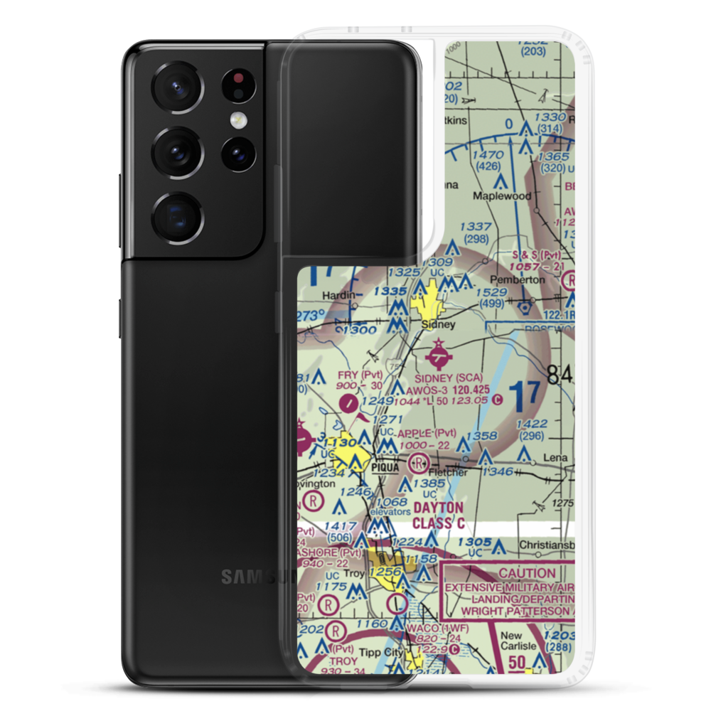Sidney Municipal Airport (SCA) VFR Sectional Samsung Case Samsung Galaxy S21 Ultra model shown