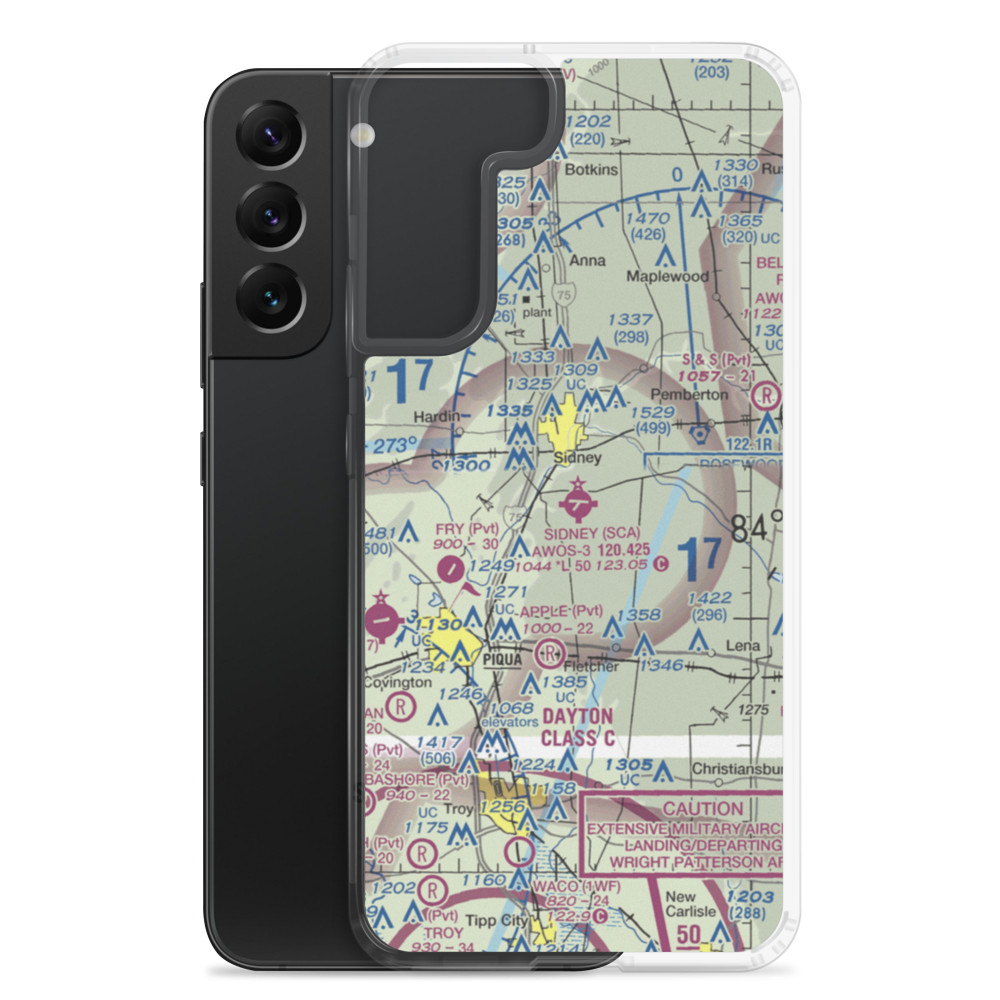 Sidney Municipal Airport (SCA) VFR Sectional Samsung Case Samsung Galaxy S22 Plus model shown